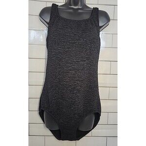 Womens Sz 18 Black Textured One Piece Swimsuit Criss-Cross Back Beach Cruise
